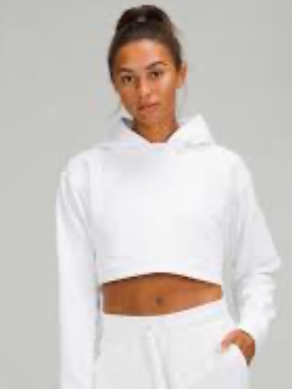 Lululemon Women's Cropped White Hoodie - Minimal Pullover